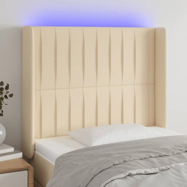 ARDEBO.de - LED Kopfteil Creme 83x16x118/128 cm Stoff