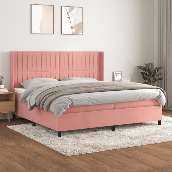 ARDEBO.de - Boxspringbett mit Matratze Rosa 200x200 cm Samt