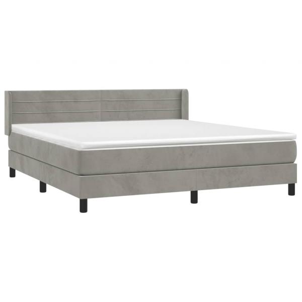 Boxspringbett mit Matratze Hellgrau 160x200 cm Samt