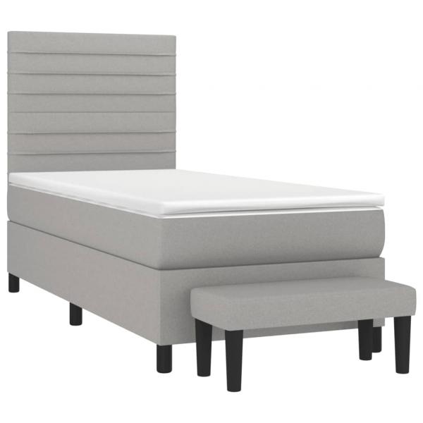 Boxspringbett mit Matratze Hellgrau 80x200 cm Stoff