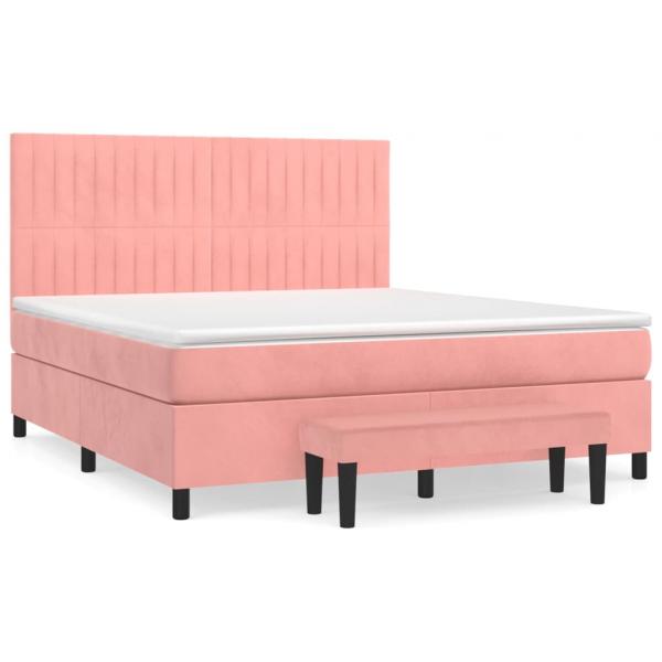 Boxspringbett mit Matratze Rosa 160x200 cm Samt