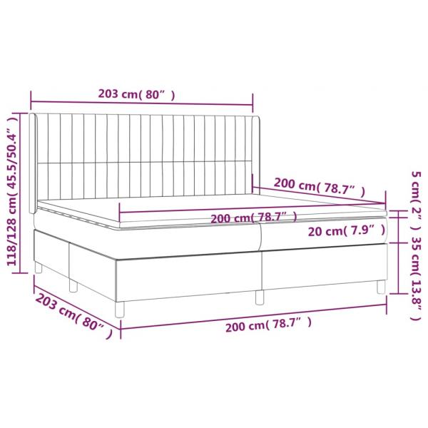 Boxspringbett mit Matratze & LED Dunkelgrau 200x200 cm Stoff