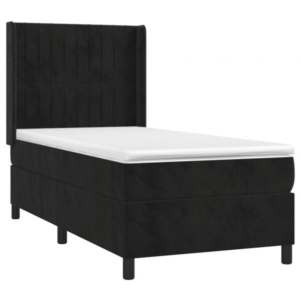 Boxspringbett mit Matratze & LED Schwarz 90x200 cm Samt