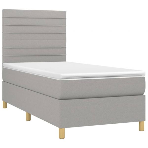 Boxspringbett mit Matratze Hellgrau 80x200 cm Stoff