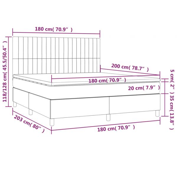 Boxspringbett mit Matratze & LED Taupe 180x200 cm Stoff