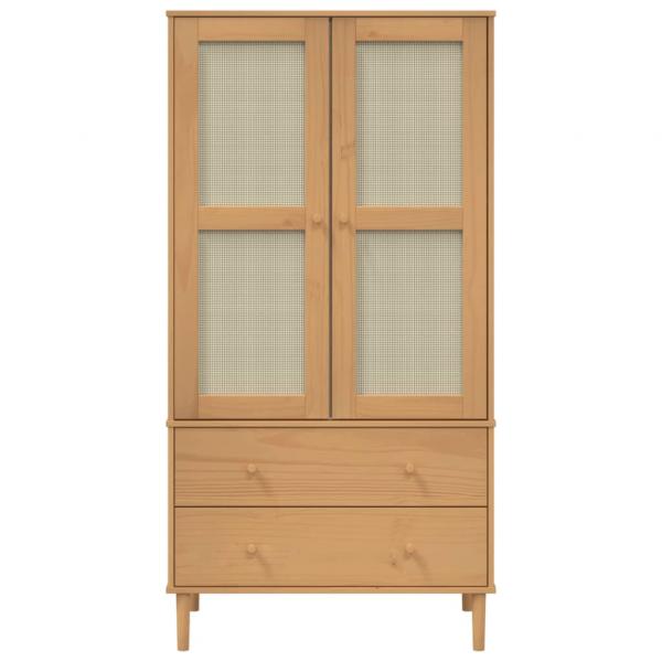 Kleiderschrank SENJA Rattan-Optik Braun 90x55x175cm Kiefernholz