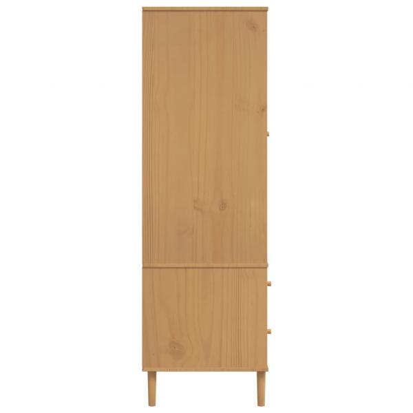 Kleiderschrank SENJA Rattan-Optik Braun 90x55x175cm Kiefernholz