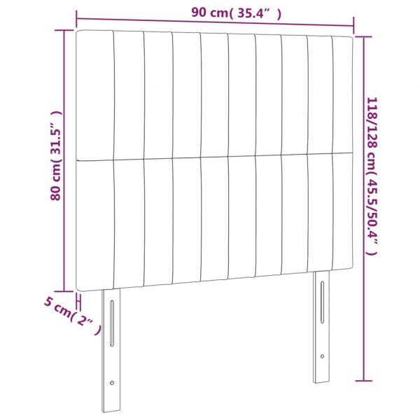 LED Kopfteil Schwarz 90x5x118/128 cm Samt