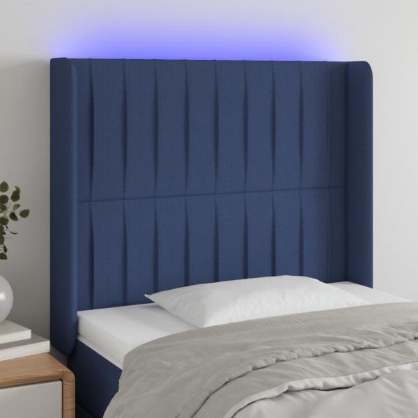 ARDEBO.de - LED Kopfteil Blau 83x16x118/128 cm Stoff