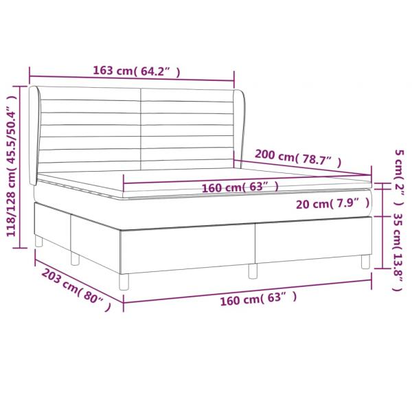 Boxspringbett mit Matratze Hellgrau 160x200 cm Stoff