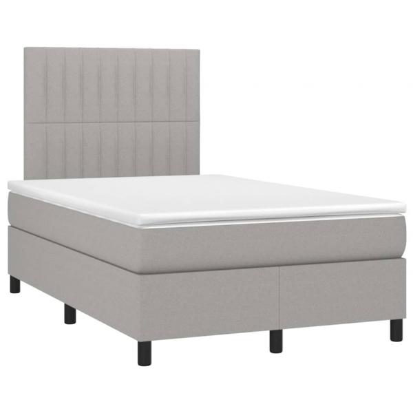 Boxspringbett mit Matratze & LED Hellgrau 120x200 cm Stoff