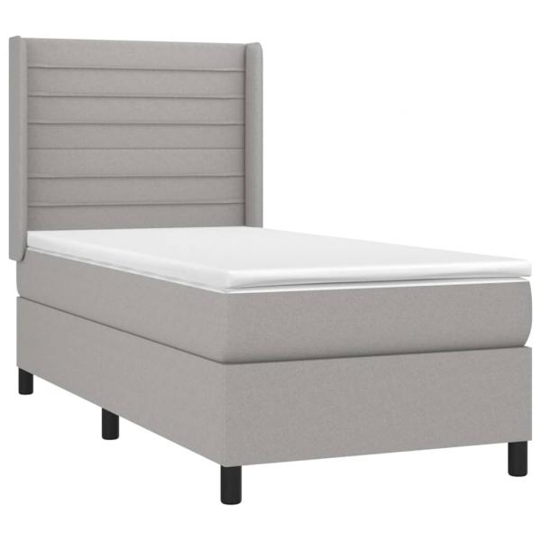 Boxspringbett mit Matratze & LED Hellgrau 80x200 cm Stoff