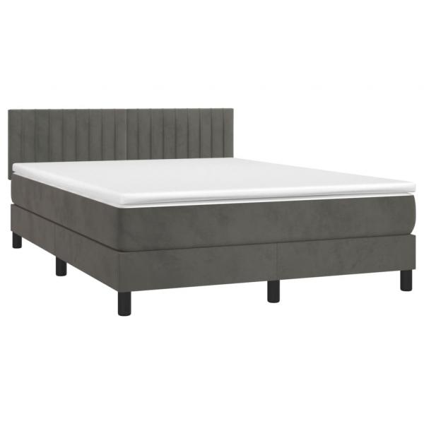 Boxspringbett mit Matratze Dunkelgrau 140x200 cm Samt