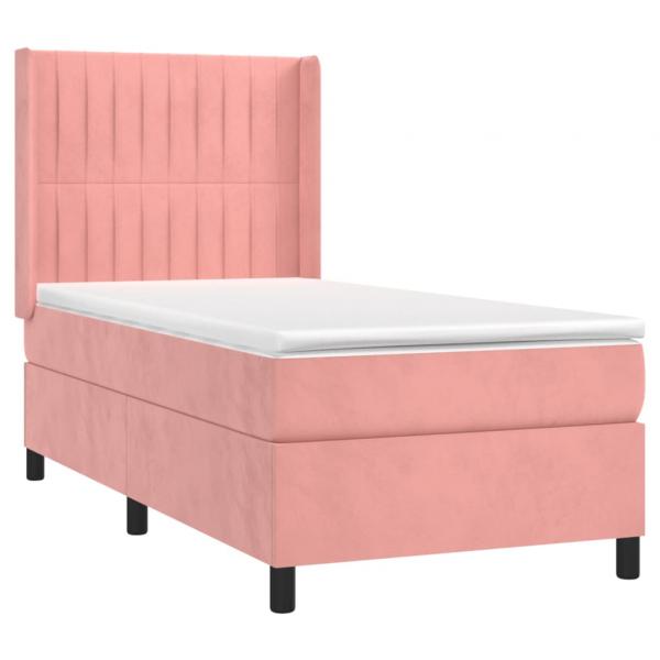 Boxspringbett mit Matratze & LED Rosa 90x190 cm Samt