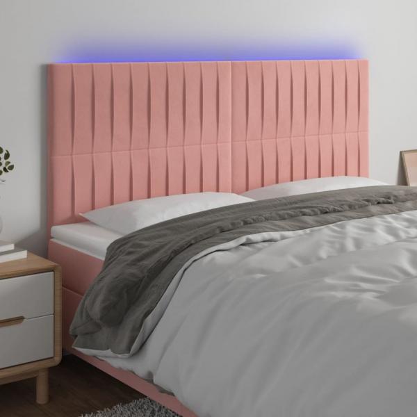 ARDEBO.de - LED Kopfteil Rosa 160x5x118/128 cm Samt