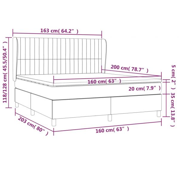 Boxspringbett mit Matratze Rosa 160x200 cm Samt