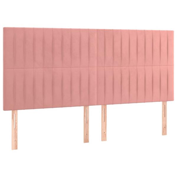 Kopfteile 4 Stk. Rosa 90x5x78/88 cm Samt