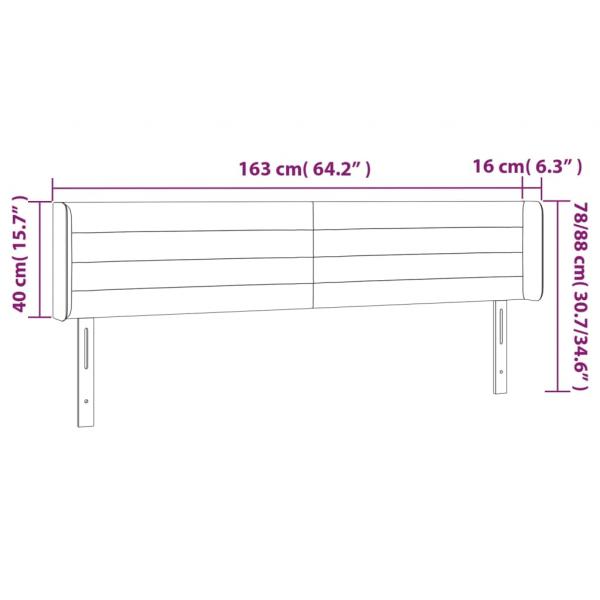 Kopfteil mit Ohren Hellgrau 163x16x78/88 cm Samt