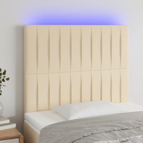 ARDEBO.de - LED Kopfteil Creme 80x5x118/128 cm Stoff