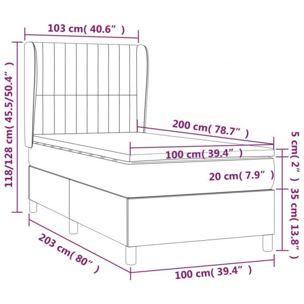 Boxspringbett mit Matratze Dunkelgrau 100x200 cm Stoff