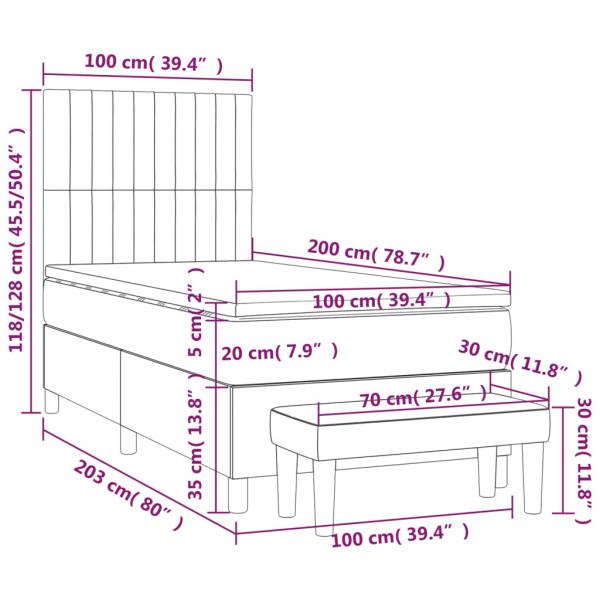 Boxspringbett mit Matratze Dunkelgrau 100x200 cm Stoff