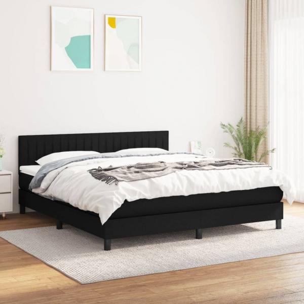 ARDEBO.de - Boxspringbett mit Matratze Schwarz 160x200 cm Stoff