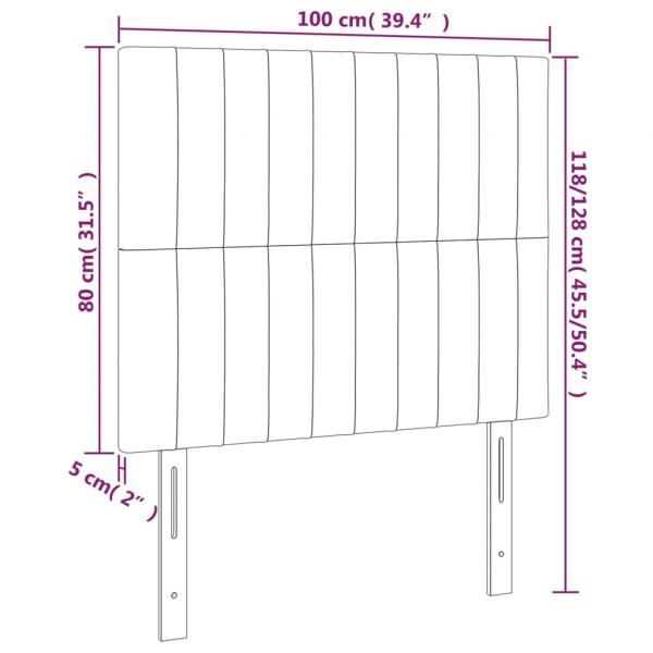 Kopfteile 2 Stk. Dunkelgrau 100x5x78/88 cm Stoff