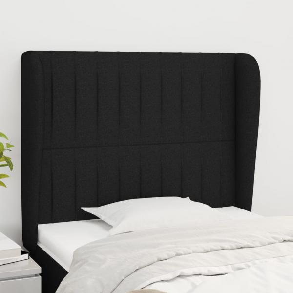 ARDEBO.de - Kopfteil mit Ohren Schwarz 83x23x118/128 cm Stoff