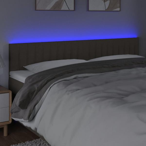 LED Kopfteil Taupe 200x5x78/88 cm Stoff