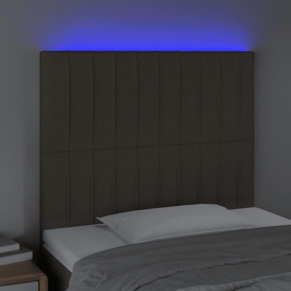 LED Kopfteil Taupe 100x5x118/128 cm Stoff