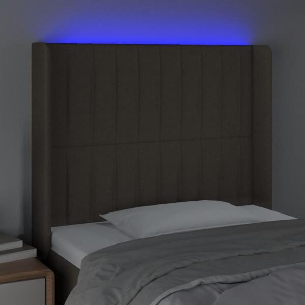 LED Kopfteil Taupe 103x16x118/128 cm Stoff