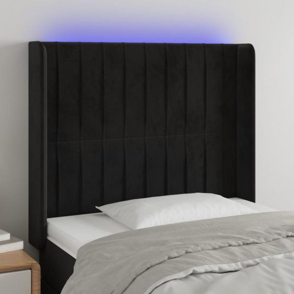 ARDEBO.de - LED Kopfteil Schwarz 93x16x118/128 cm Samt