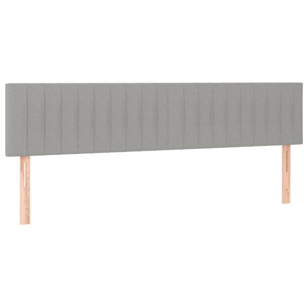 Boxspringbett mit Matratze & LED Hellgrau 200x200 cm Stoff