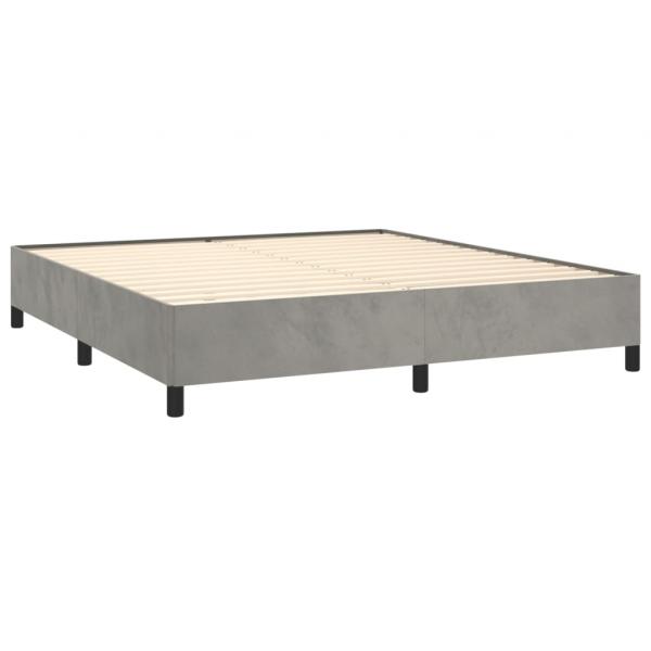 Boxspringbett mit Matratze Hellgrau 160x200 cm Samt