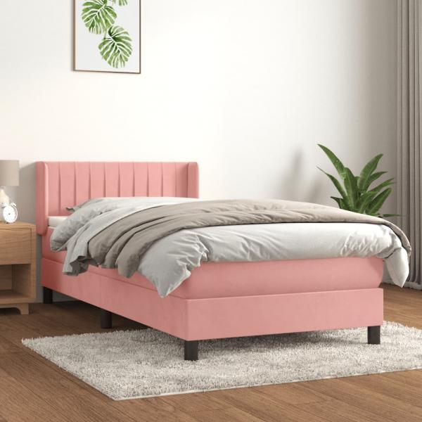 ARDEBO.de - Boxspringbett mit Matratze Rosa 100x200 cm Samt