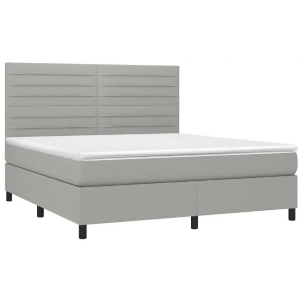 Boxspringbett mit Matratze & LED Hellgrau 160x200 cm Stoff