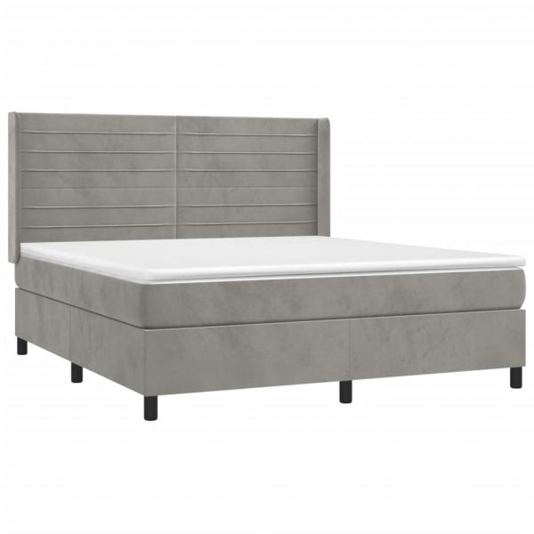 Boxspringbett mit Matratze & LED Hellgrau 160x200 cm Samt 