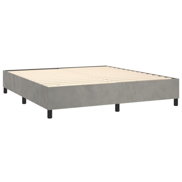 Boxspringbett mit Matratze & LED Hellgrau 160x200 cm Samt 