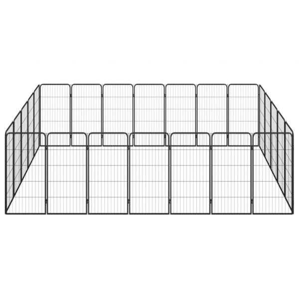 24-tlg. Hundelaufstall Schwarz 50x100cm Stahl Pulverbeschichtet