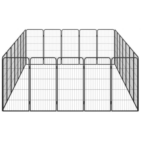 24-tlg. Hundelaufstall Schwarz 50x100cm Stahl Pulverbeschichtet