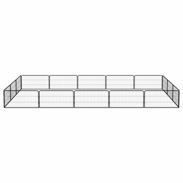 16-tlg. Hundelaufstall Schwarz 100x50cm Stahl Pulverbeschichtet