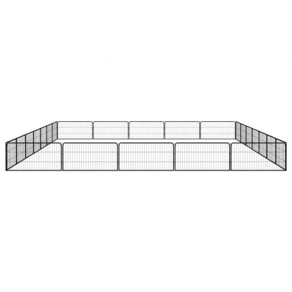 24-tlg. Hundelaufstall Schwarz 100x50cm Stahl Pulverbeschichtet