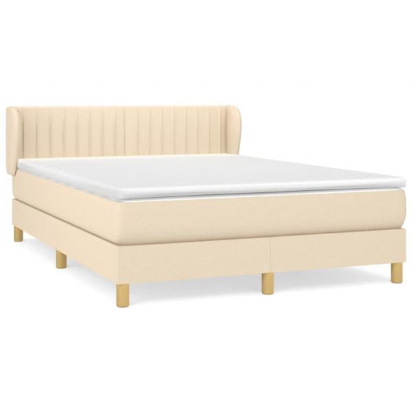 Boxspringbett mit Matratze Creme 140x200 cm Stoff