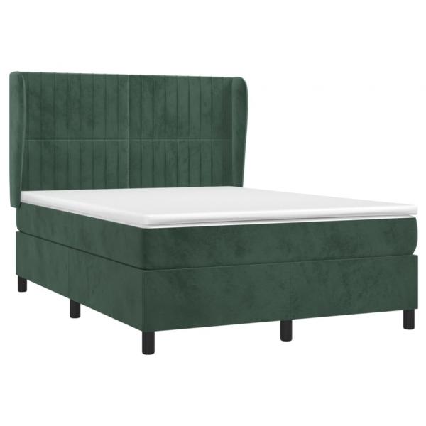 Boxspringbett mit Matratze Dunkelgrün 140x190 cm Samt