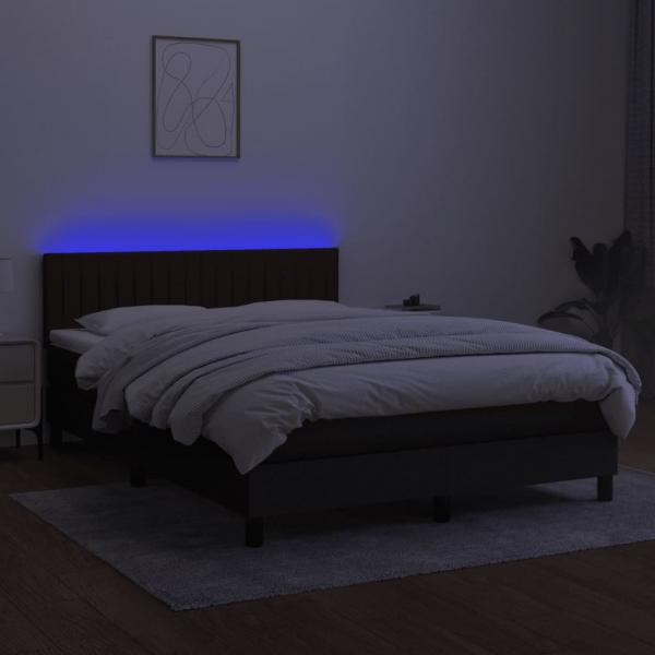 Boxspringbett mit Matratze & LED Schwarz 140x190 cm Stoff