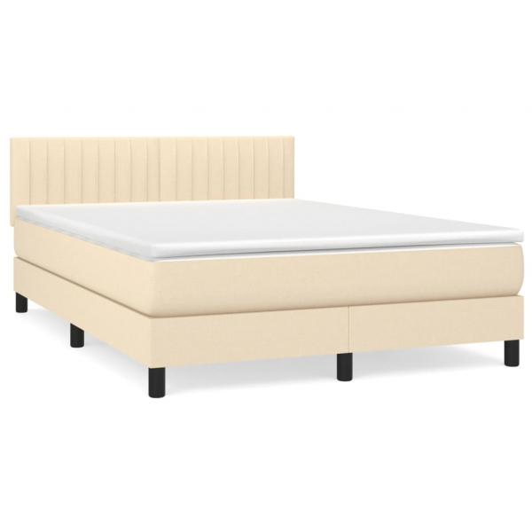 Boxspringbett mit Matratze Creme 140x200 cm Stoff