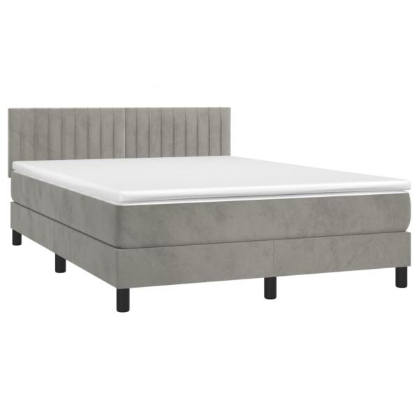 Boxspringbett mit Matratze Hellgrau 140x200 cm Samt