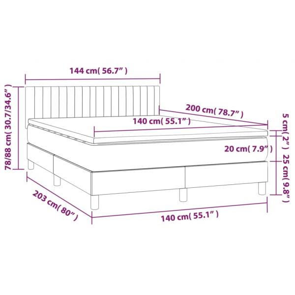 Boxspringbett mit Matratze Hellgrau 140x200 cm Samt