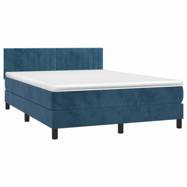 Boxspringbett mit Matratze & LED Dunkelblau 140x190 cm Samt