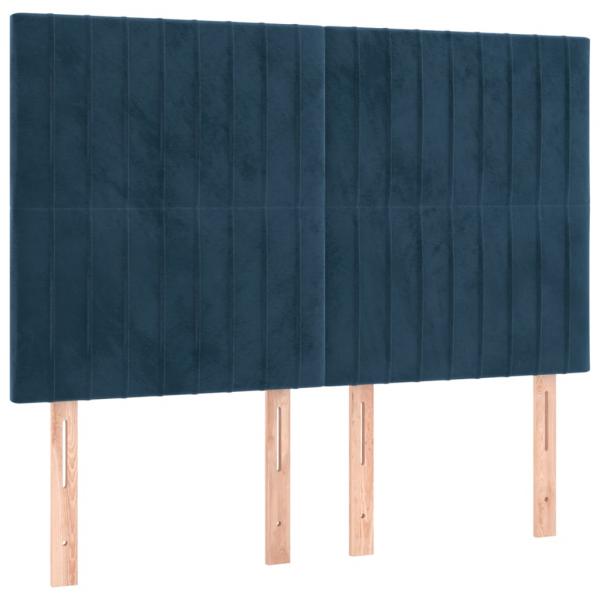 Kopfteile 4 Stk. Dunkelblau 72x5x78/88 cm Samt